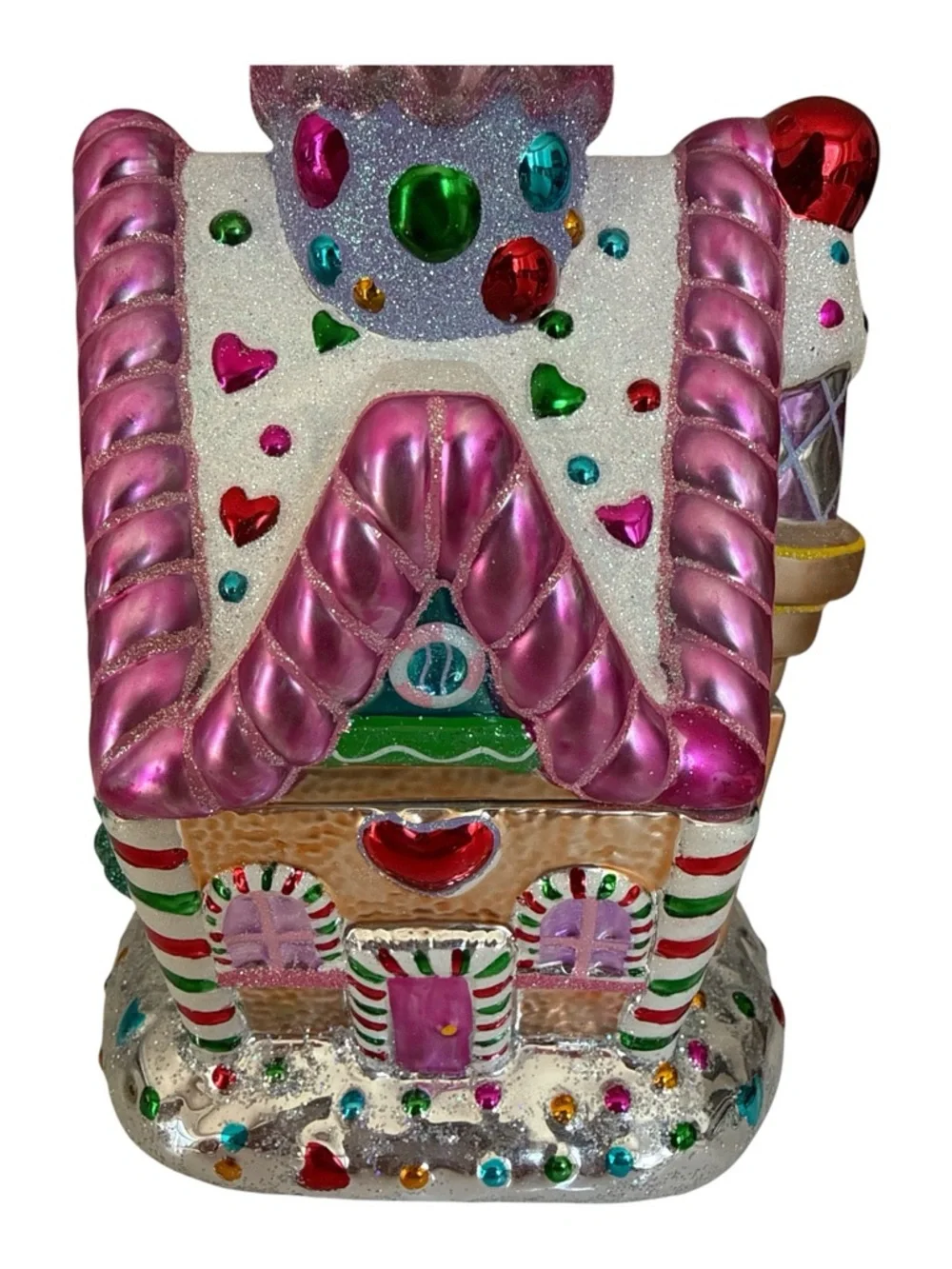 Christopher Radko Gingerbread House Candy‎ Jar 2004 Christmas Decor Glitter Lid
